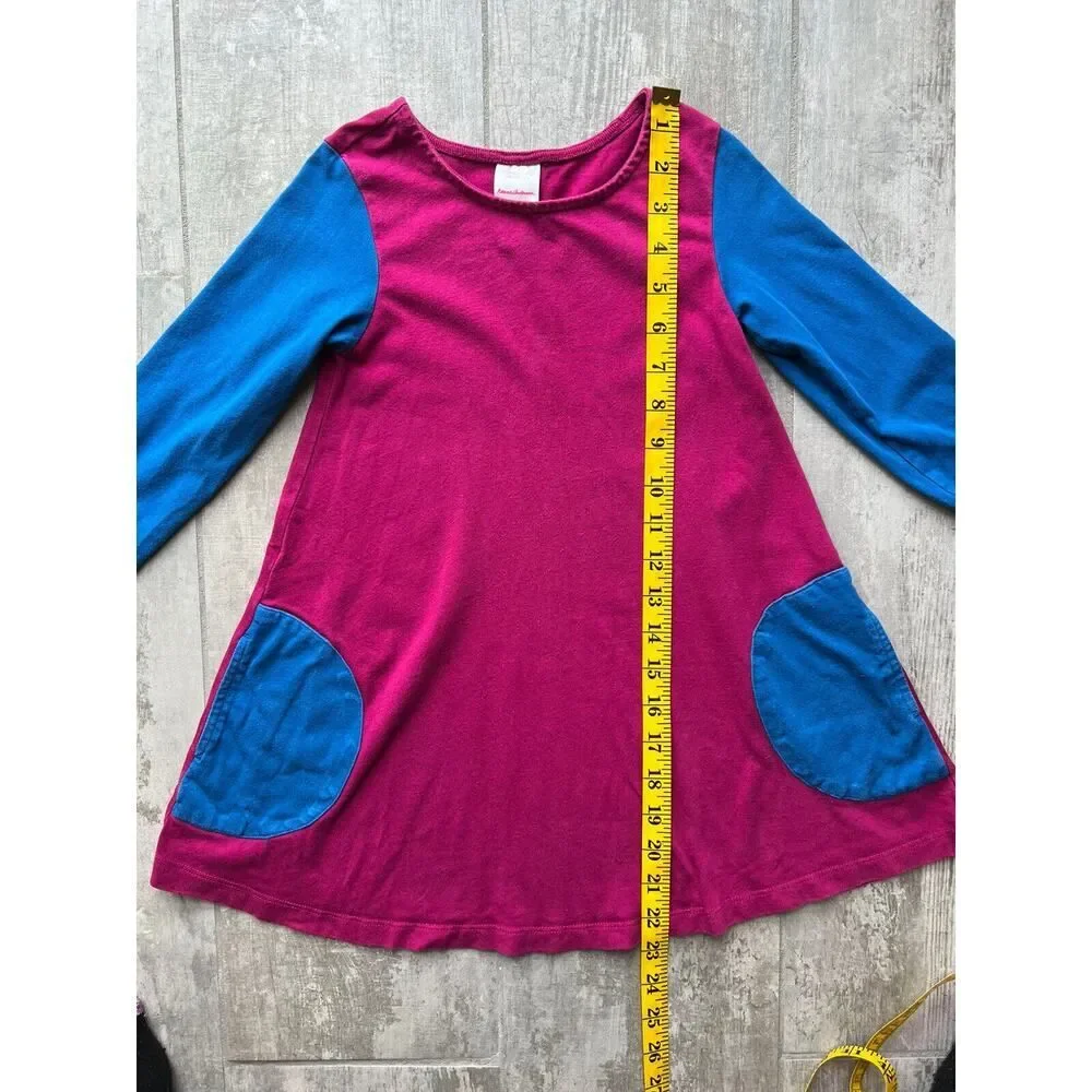 HANNA ANDERSSON Girls Long Sleeve Pink Blue 100% Cotton Dress Casual Everyday 4